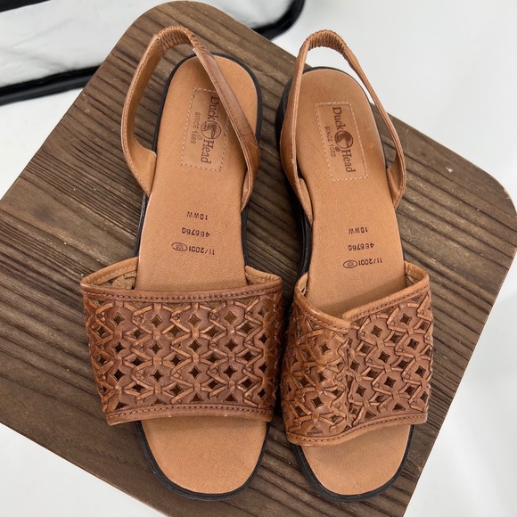 Duck Head Shoes - Duck Head Woven Leather Slingback Sandals Brown 10WW Made in Brazil